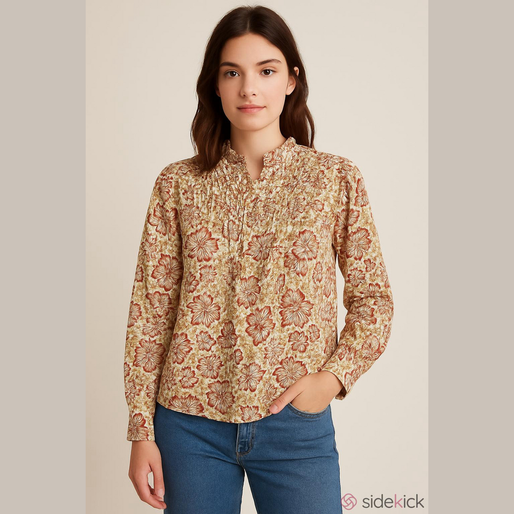 Oliphant Floral Cotton Silk Blouse Boho Indie